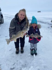 ice fishing child and teen